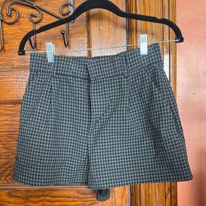 Zara Gray Plaid High-Waisted Shorts